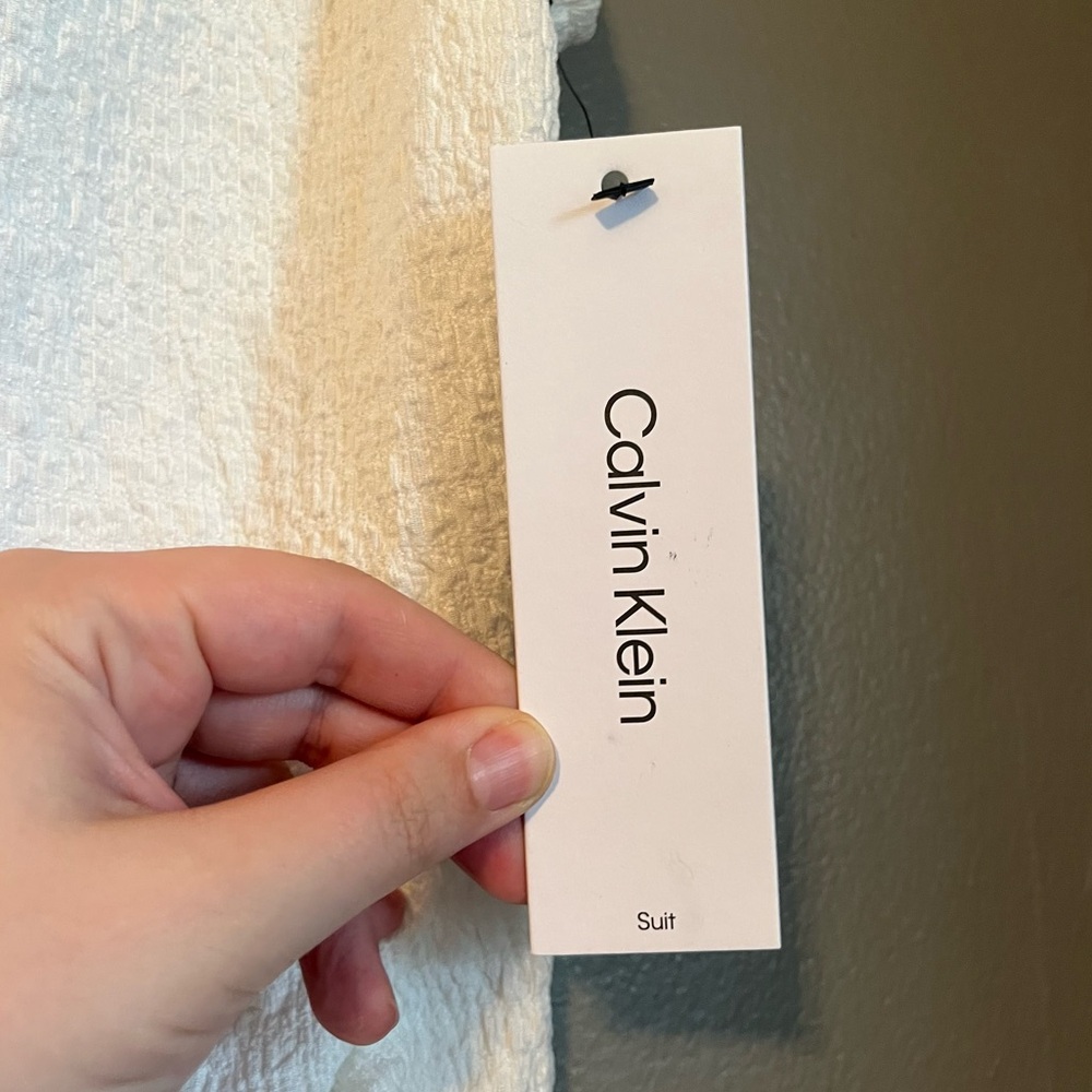 NWT Calvin Klein Sz XL White Suit Sleeveless Mock-neck Textured Blouse Top R $59 - Picture 2 of 10